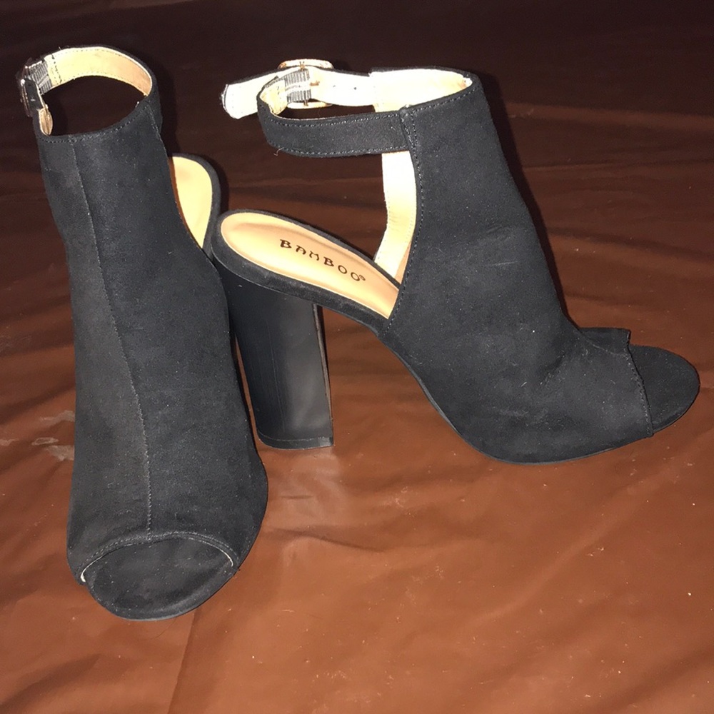 Bamboo open heel, wedge heels